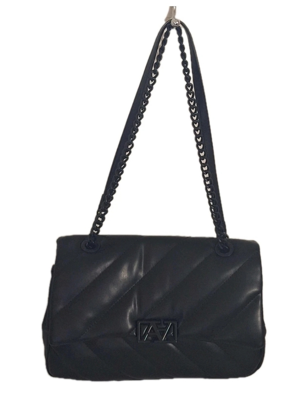 ALDO Black Quilted Faux Leather Shoulder Bag Chain Strap Convertible Crossbody